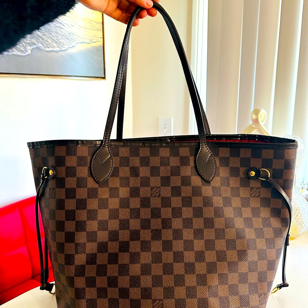 100% Auth Louis Vuitton Damier Neverfull MM Ebene in preloved/used condition！